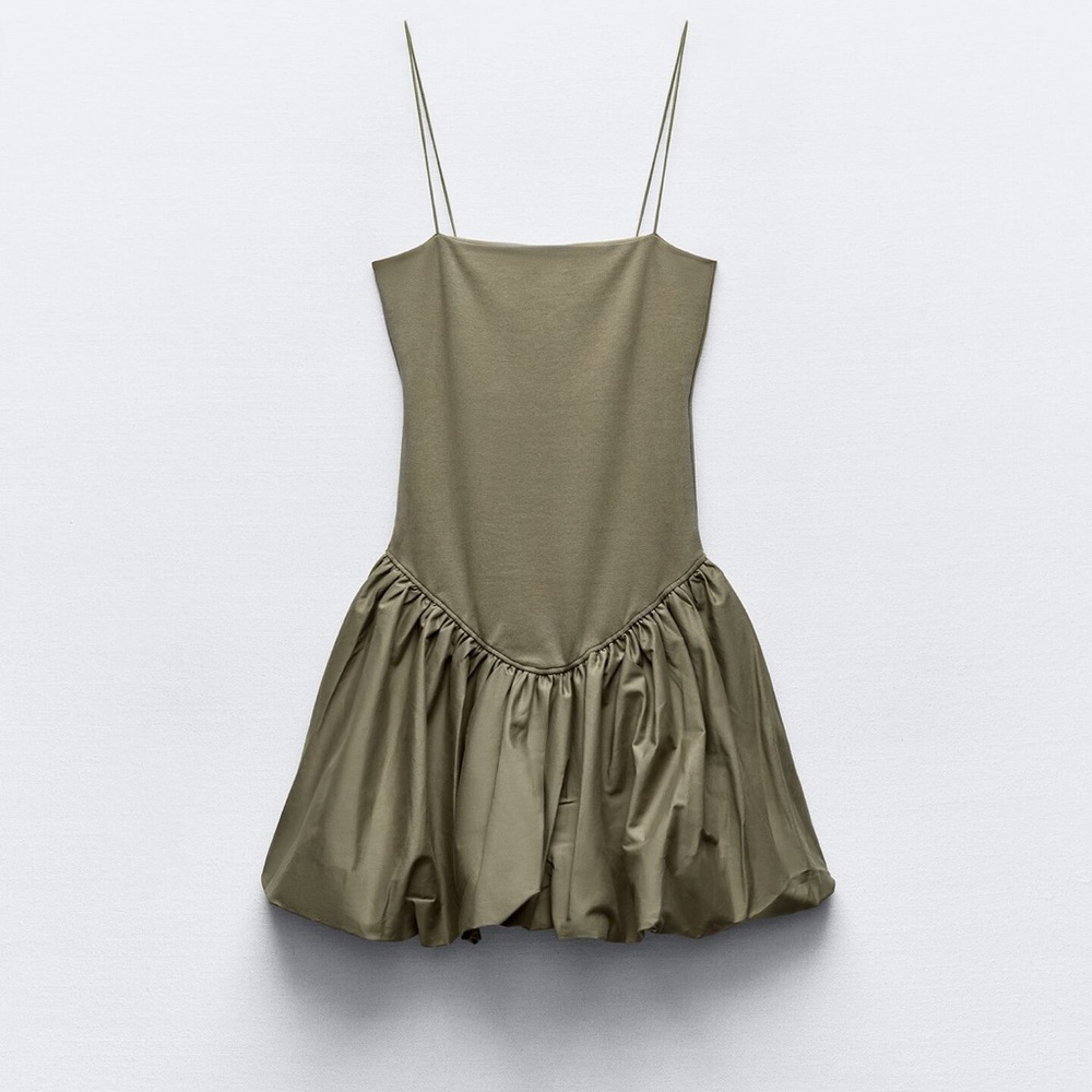 Ribbed poplin balloon dress